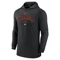 Men's Nike Heather Black San Francisco Giants Authentic Collection Early Work Tri-Blend Performance Pullover Hoodie