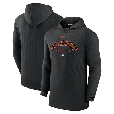 Men's Nike Heather Black San Francisco Giants Authentic Collection Early Work Tri-Blend Performance Pullover Hoodie