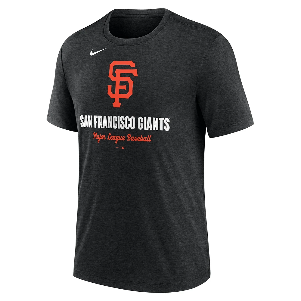 Men's Nike Heather Black San Francisco Giants Logo Tri-Blend T-Shirt
