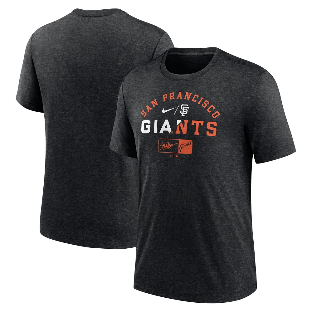 T-shirt à trois mélanges Nike San Francisco Giants Rewind Review pour homme, noir chiné