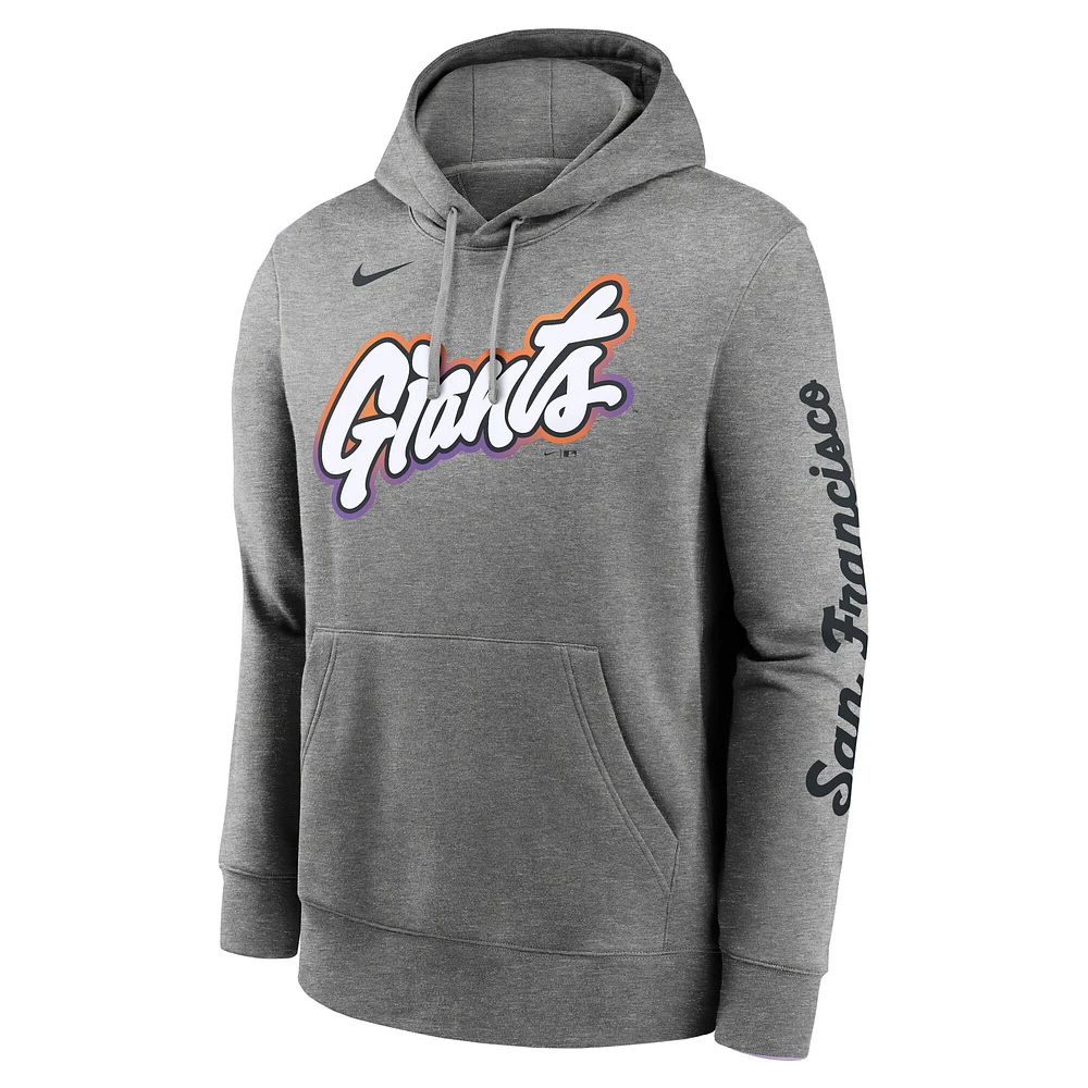 Sweat à capuche Nike City Connect Club 2025 pour homme, couleur charbon chiné, des Giants de San Francisco