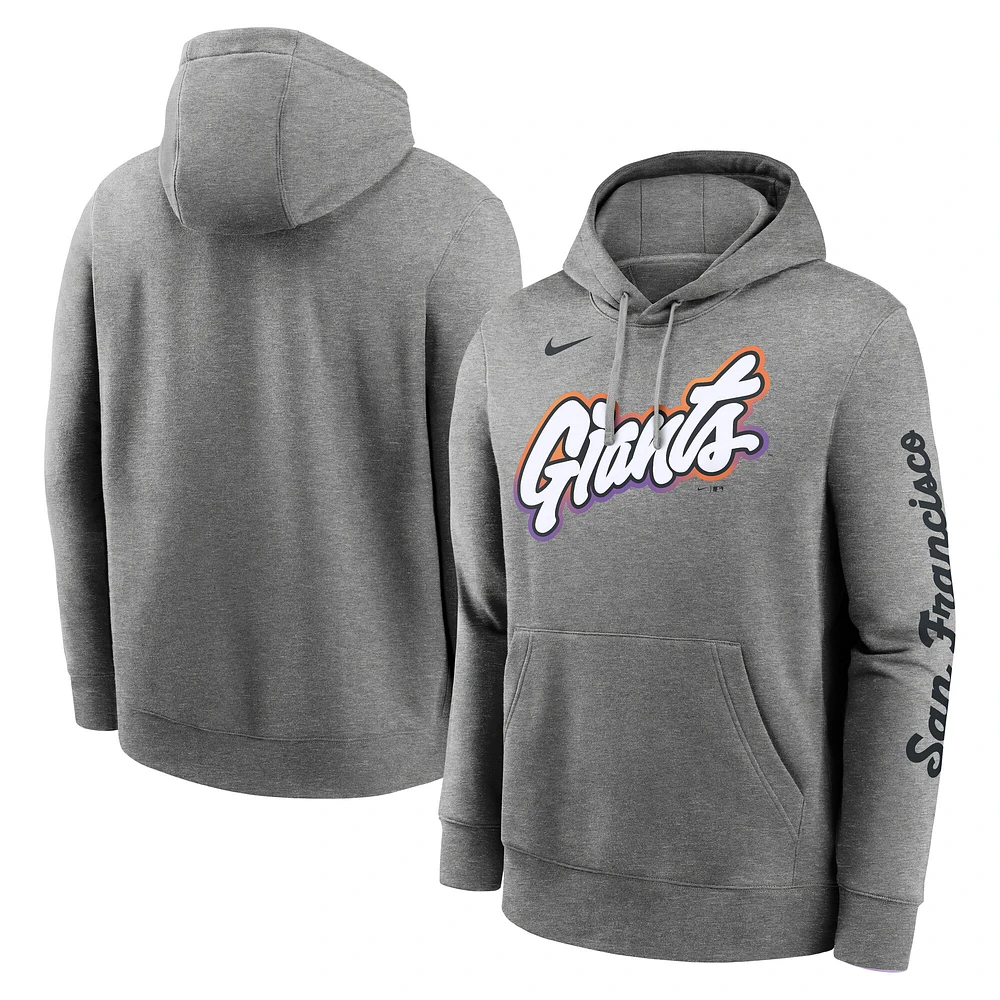 Sweat à capuche Nike City Connect Club 2025 pour homme, couleur charbon chiné, des Giants de San Francisco
