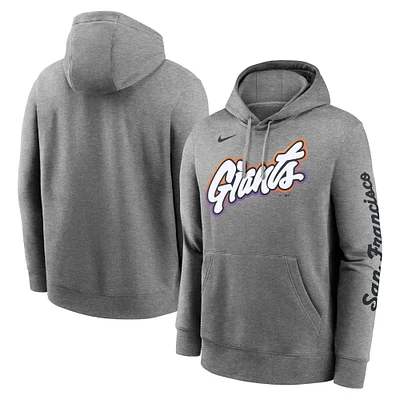 Sweat à capuche Nike City Connect Club 2025 pour homme, couleur charbon chiné, des Giants de San Francisco