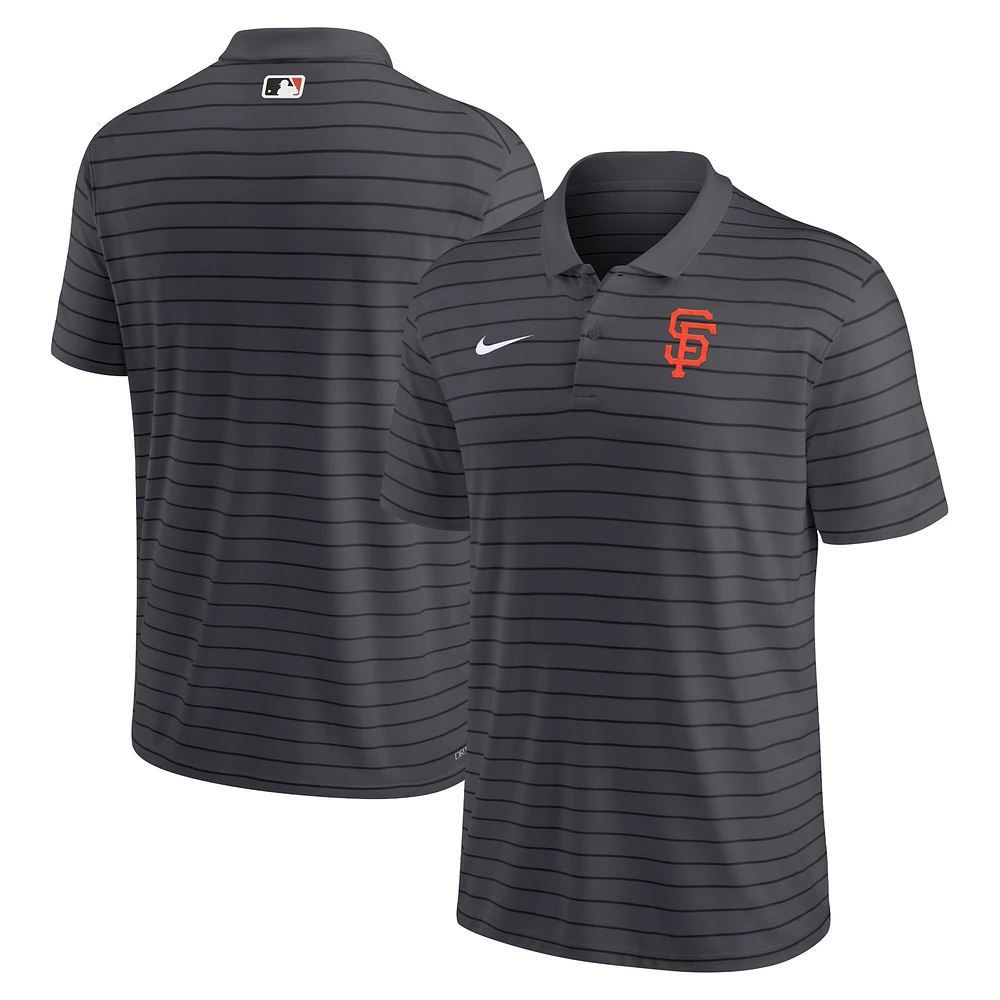 Polo de performance à rayures Victory pour homme Nike Heather Charcoal San Francisco Giants Authentic Collection