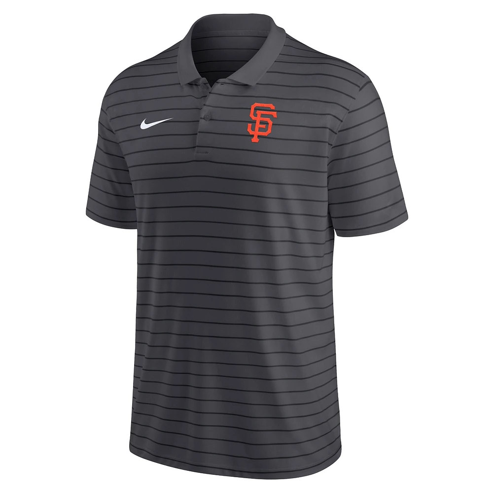 Polo de performance à rayures Victory pour homme Nike Heather Charcoal San Francisco Giants Authentic Collection