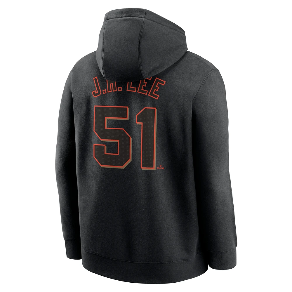 Men's Nike Jung Hoo Lee Black San Francisco Giants Player Name & Number Club Pullover Hoodie