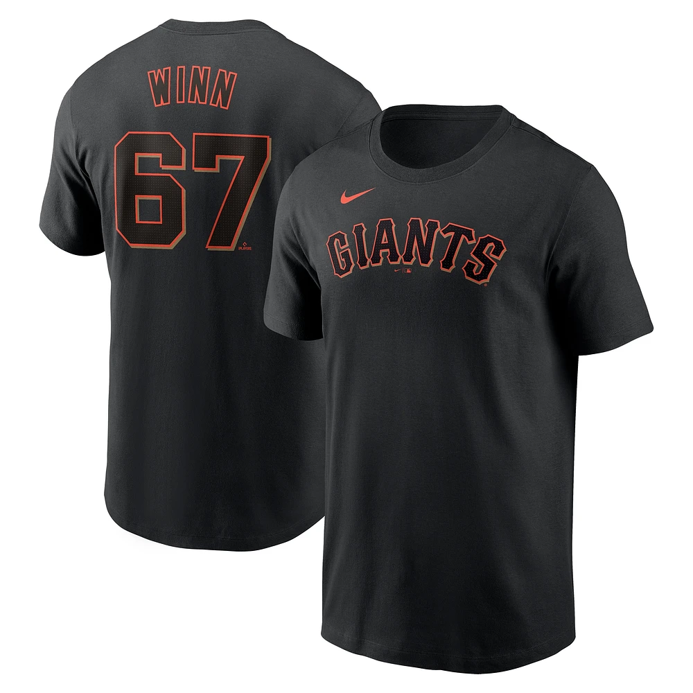 T-shirt avec nom et numéro Nike Keaton Winn pour hommes, noir, San Francisco Giants Fuse