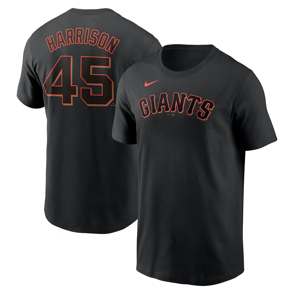 T-shirt avec nom et numéro Nike Kyle Harrison pour hommes, noir, San Francisco Giants Fuse