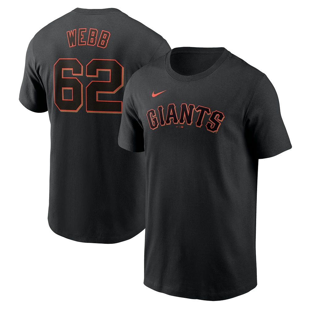 T-shirt Nike noir avec nom et numéro pour homme Logan Webb des Giants de San Francisco Fuse