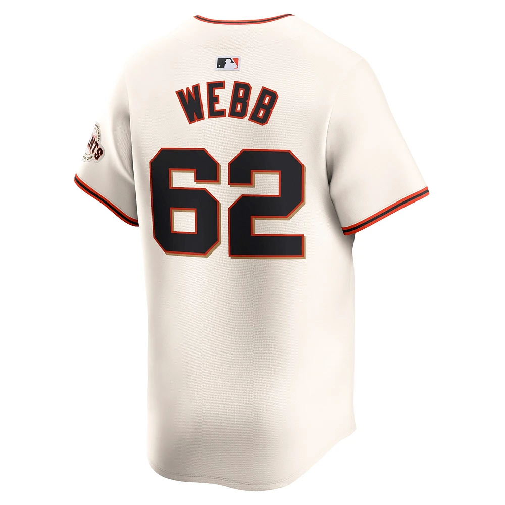 Maillot de joueur Nike Logan Webb crème San Francisco Giants Home Limited pour homme