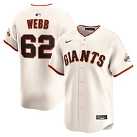 Maillot de joueur à domicile limité Nike Logan Webb pour homme, crème, San Francisco Giants