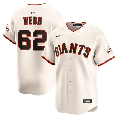Maillot de joueur à domicile limité Nike Logan Webb pour homme, crème, San Francisco Giants