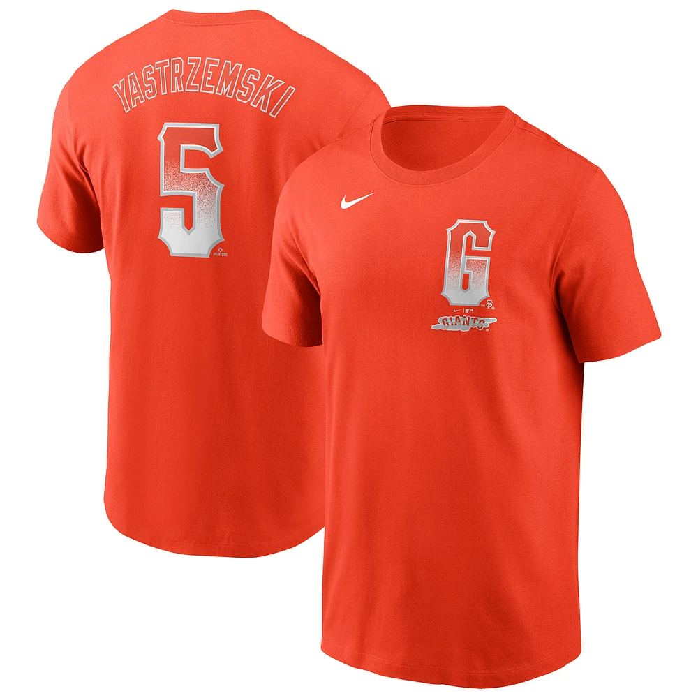 T-shirt Nike Mike Yastrzemski orange pour homme avec nom et numéro City Connect Fuse des Giants de San Francisco