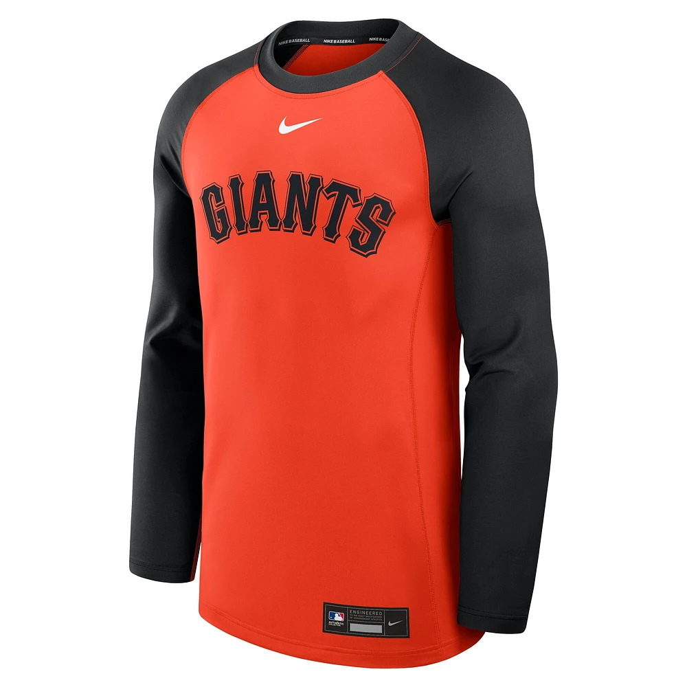 Men's Nike Orange/Black San Francisco Giants Authentic Collection Game Time Raglan Performance Long Sleeve T-Shirt