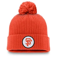 Bonnet en tricot à revers avec pompon Nike Orange San Francisco Giants Collection Cooperstown pour homme