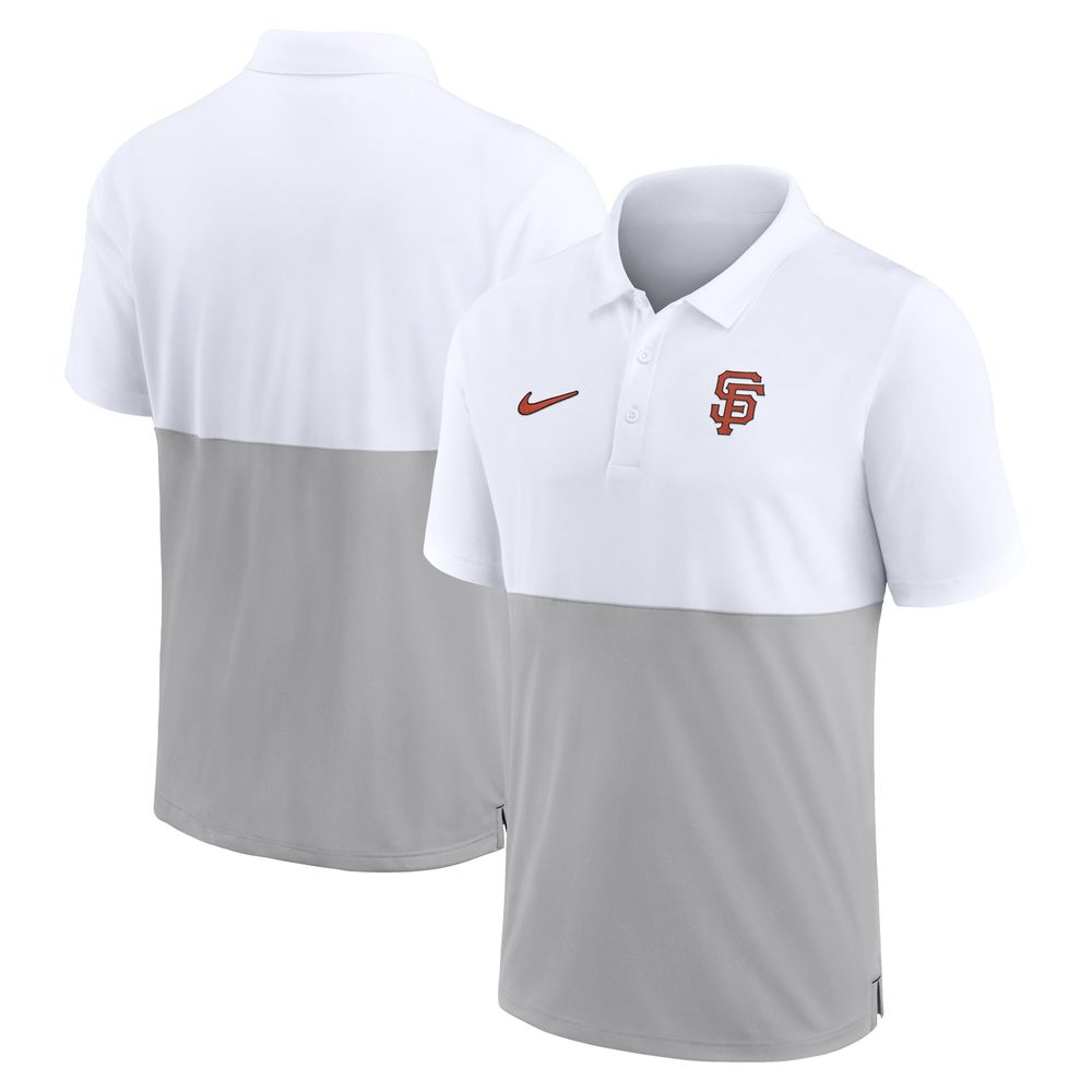 Men's Nike White/Silver San Francisco Giants Team Baseline Striped Performance Polo