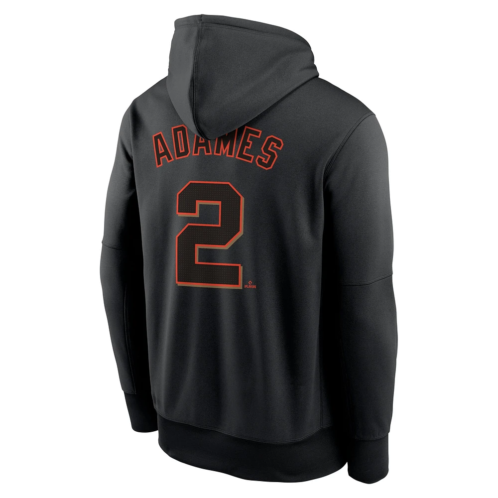 Sweat à capuche Nike Willy Adames pour homme avec nom et numéro Performance des San Francisco Giants, noir