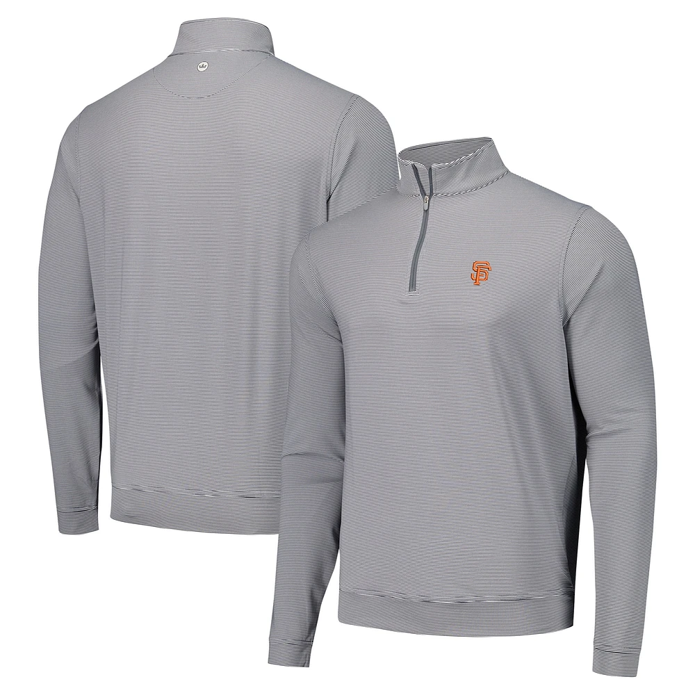 Men's Peter Millar Black San Francisco Giants Perth Sugar Stripe Performance Quarter-Zip Top