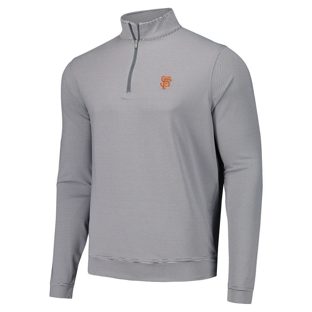 Men's Peter Millar Black San Francisco Giants Perth Sugar Stripe Performance Quarter-Zip Top