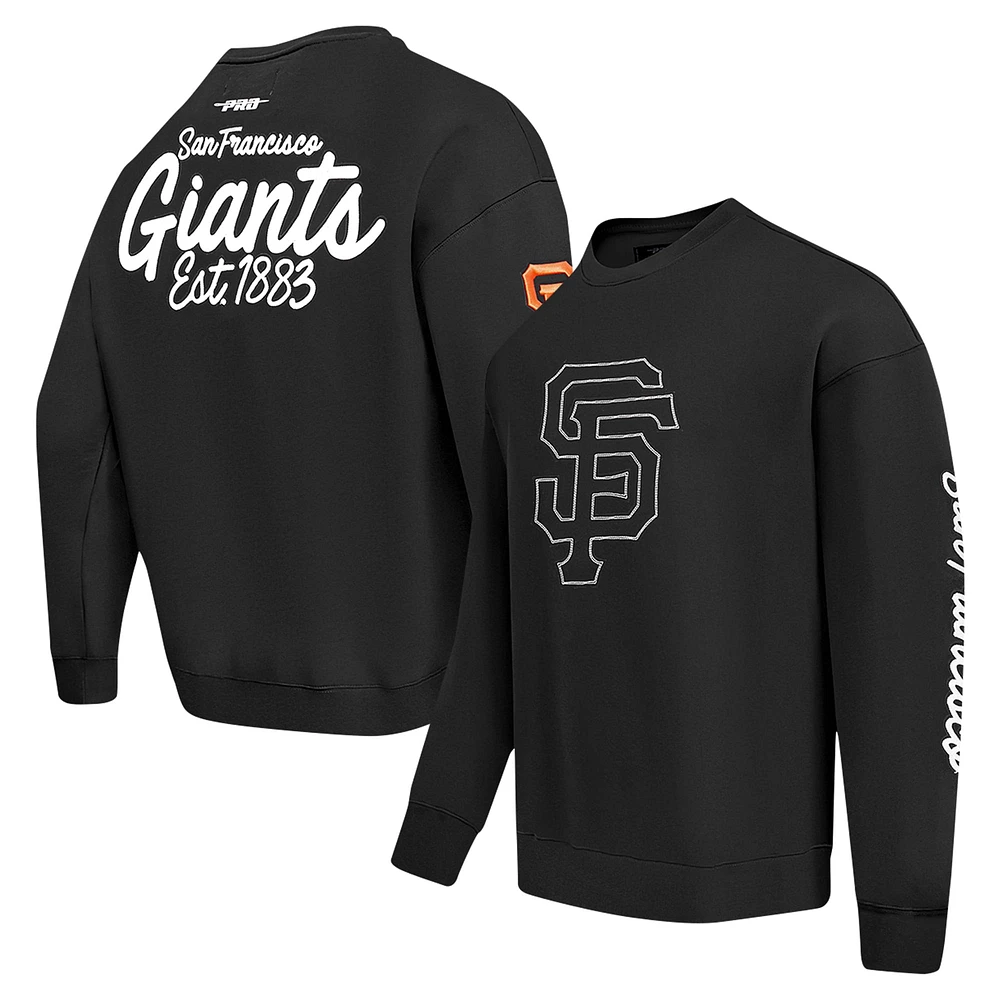 Men's Pro Standard Black San Francisco Giants Paint The City Dropped Shoulder Pullover Sweatshirt