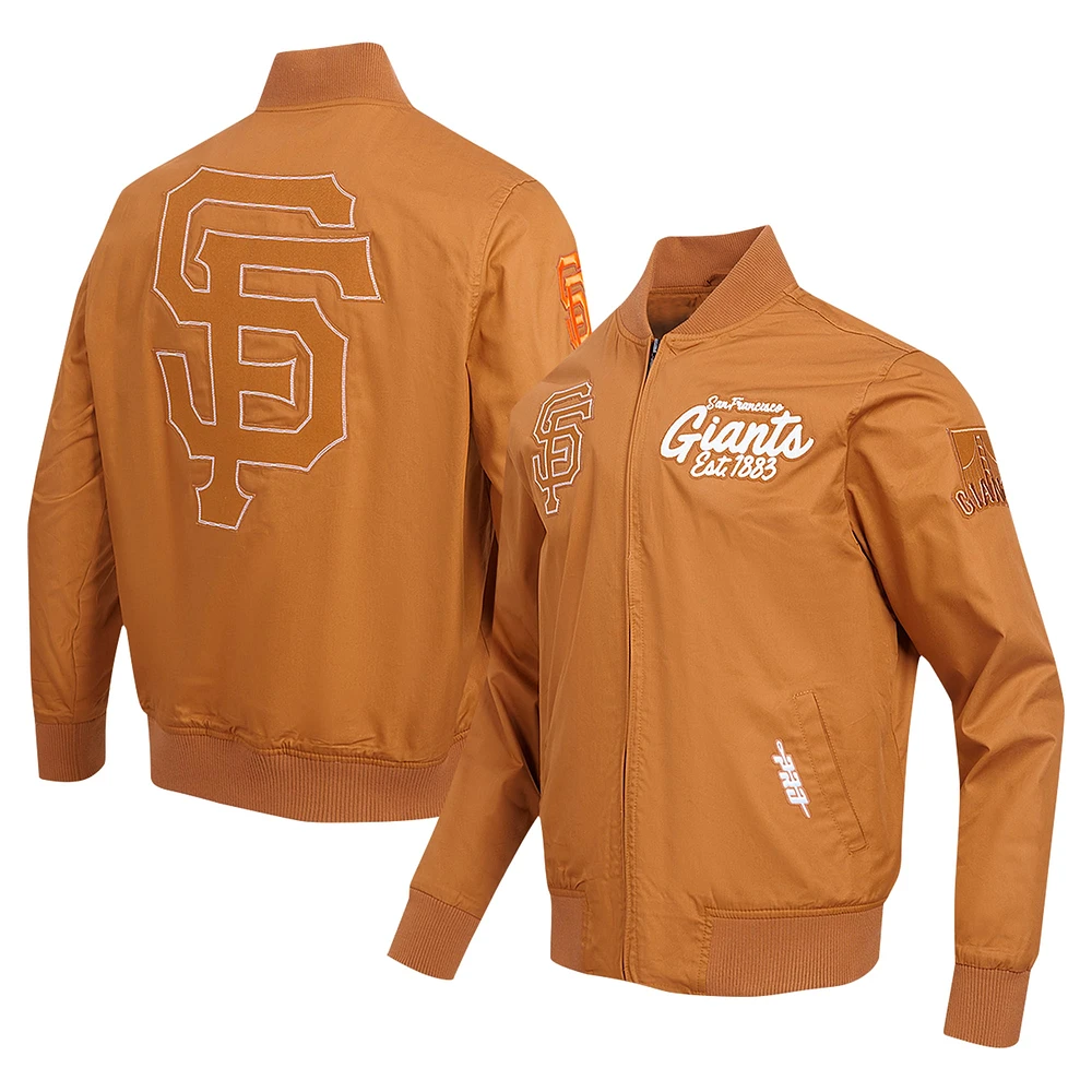 Men's Pro Standard Brown San Francisco Giants Paint The City Twill Full-Zip Jacket