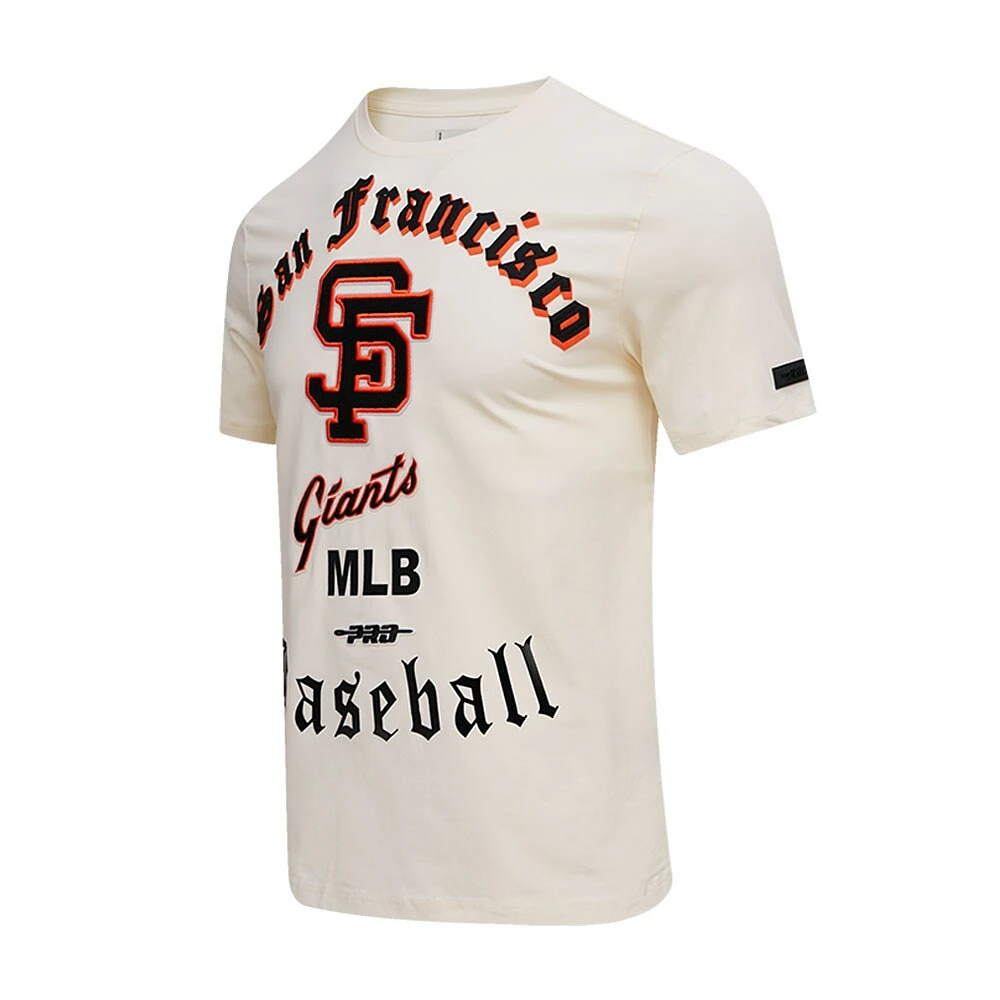 Men's Pro Standard Cream San Francisco Giants Cooperstown Collection Old English T-Shirt