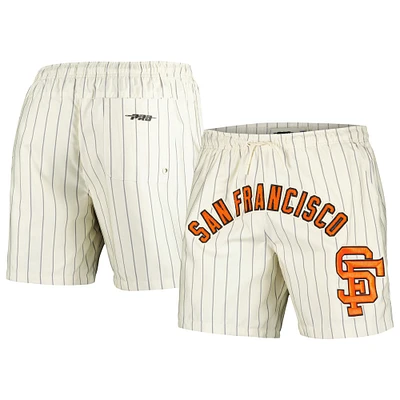 Men's Pro Standard Cream San Francisco Giants Pinstripe Retro Classic Woven Shorts