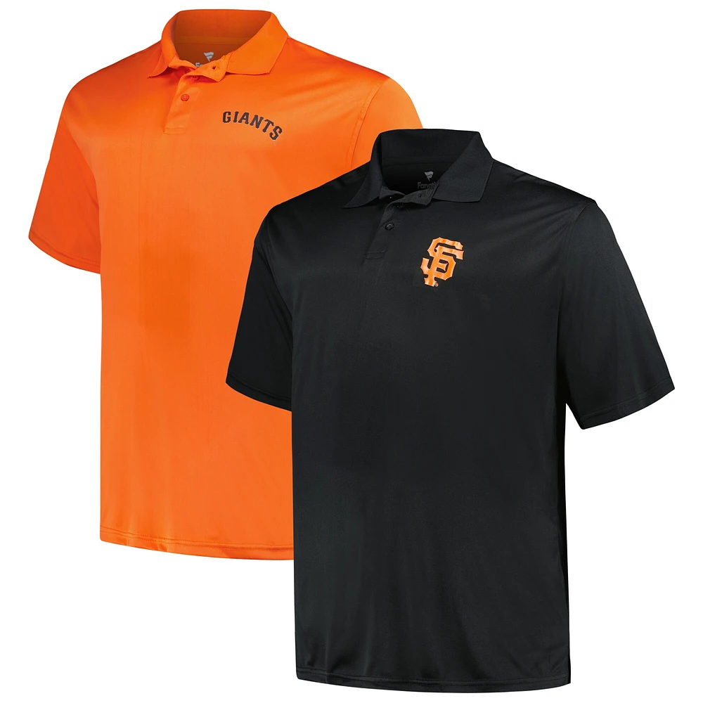 Men's Profile Black/Orange San Francisco Giants Big & Tall Two-Pack Solid Polo Set