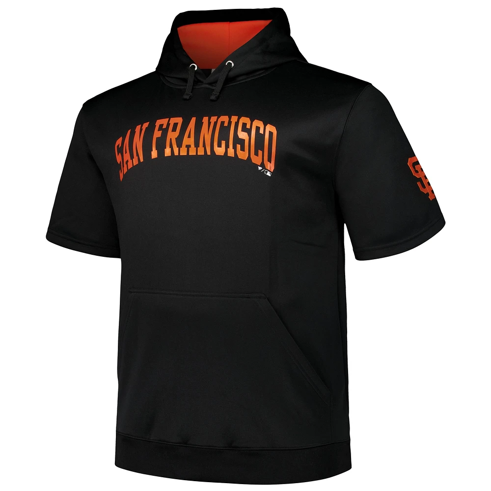 Men's Profile Black San Francisco Giants Big & Tall Contrast Short Sleeve Pullover Hoodie