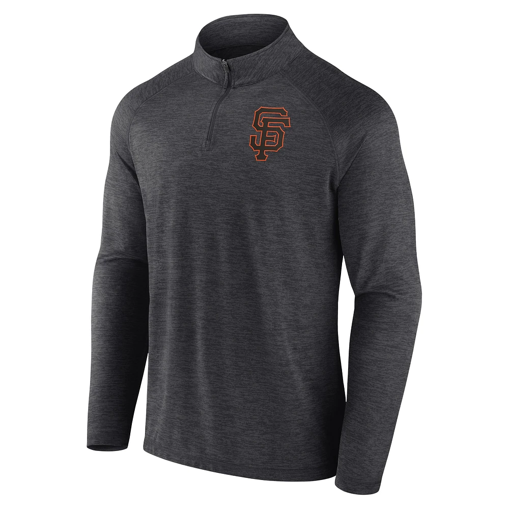 Men's Profile Black San Francisco Giants Big & Tall Raglan Quarter-Zip Top