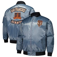 Men's Profile Charcoal San Francisco Giants Big & Tall Full-Zip Bomber Jacket