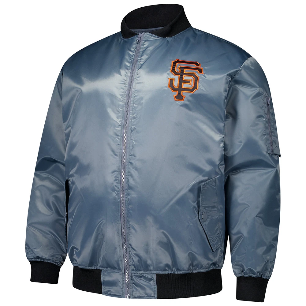 Blouson aviateur entièrement zippé pour homme Profile Anthracite San Francisco Giants Big & Tall