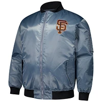 Men's Profile Charcoal San Francisco Giants Big & Tall Full-Zip Bomber Jacket