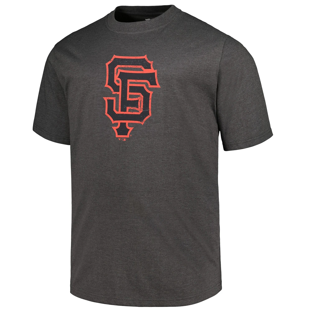 Men's Profile Heather Black San Francisco Giants Big & Tall Weathered Logo T-Shirt