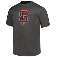 T-shirt pour hommes Profile Heather Black San Francisco Giants Big & Tall avec logo vieilli