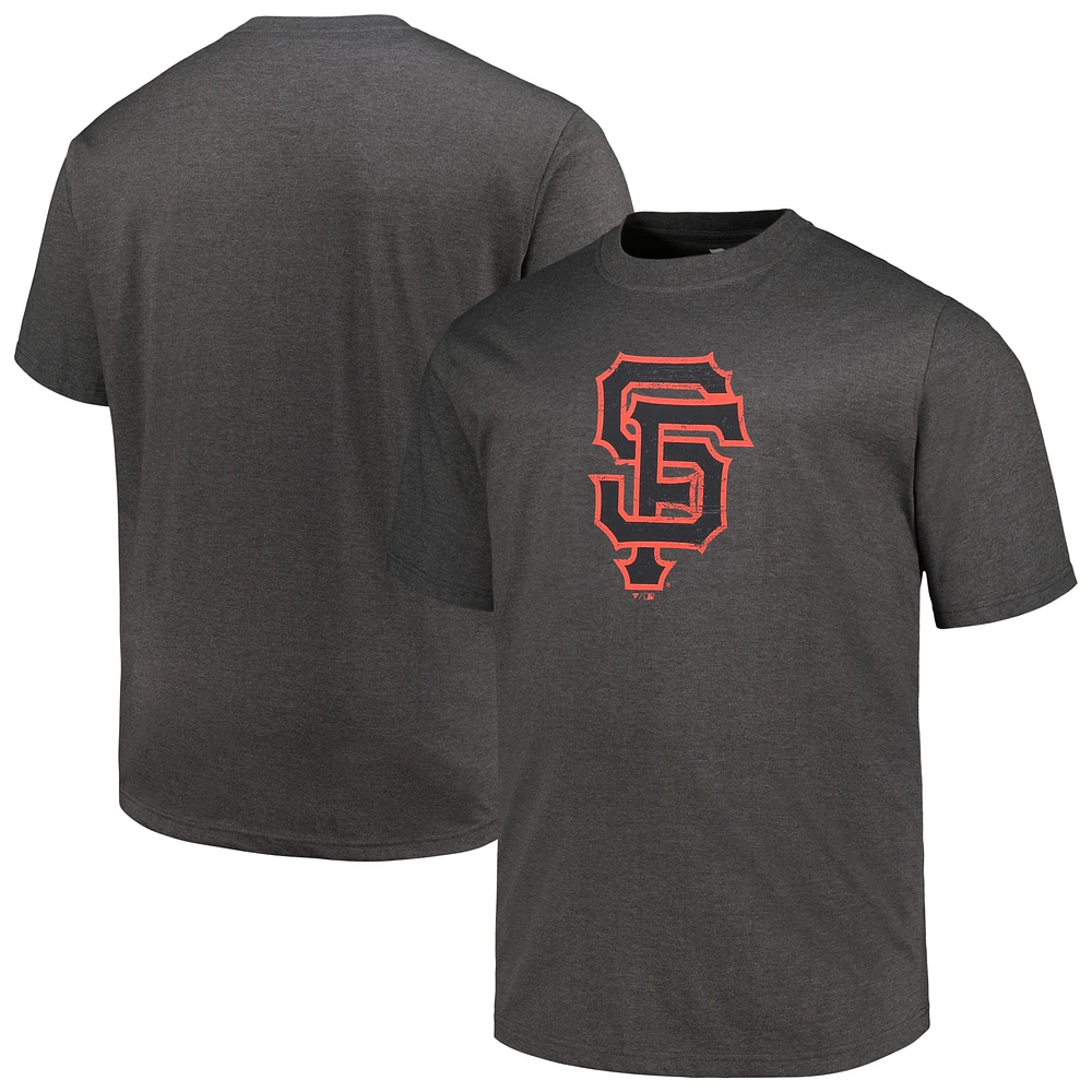 T-shirt pour hommes Profile Heather Black San Francisco Giants Big & Tall avec logo vieilli