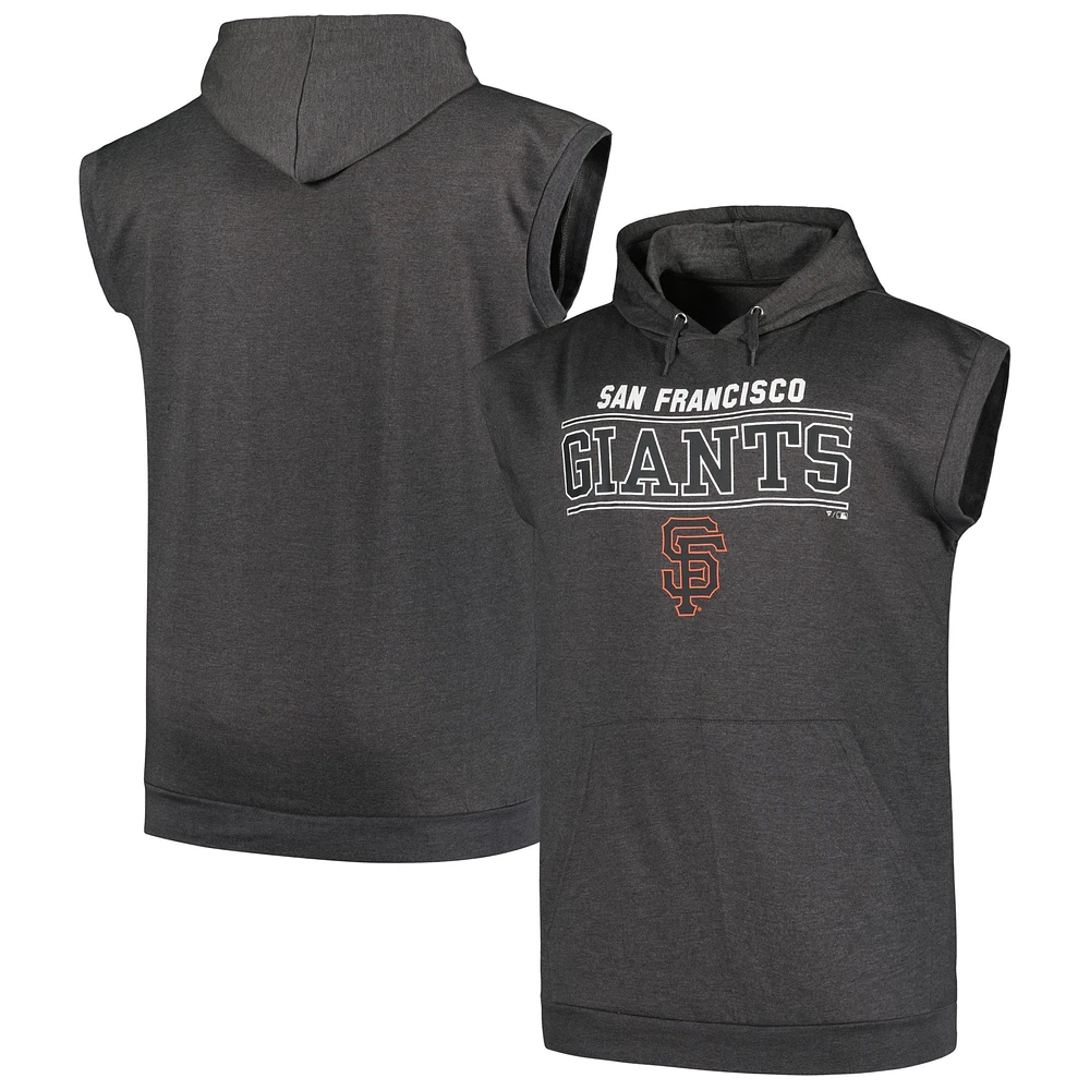 Men's Profile Heather Charcoal San Francisco Giants Big & Tall Muscle Sleeveless Pullover Hoodie