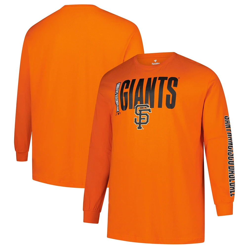 T-shirt à manches longues orange deux coups pour homme, profil Big & Tall, San Francisco Giants