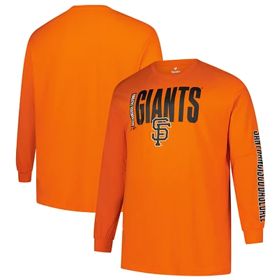 T-shirt à manches longues orange deux coups pour homme, profil Big & Tall, San Francisco Giants