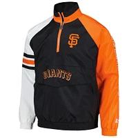 Veste à demi-zip Starter noir/orange San Francisco Giants Elite Raglan pour hommes