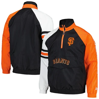 Veste à demi-zip Starter noir/orange San Francisco Giants Elite Raglan pour hommes