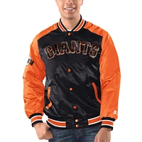 Men's Starter Black/Orange San Francisco Giants Varsity Satin Full-Snap Jacket