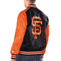 Veste Varsity Satin Full-Snap Starter pour hommes, noir/orange, San Francisco Giants