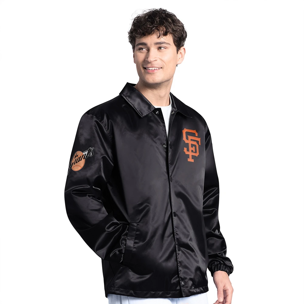 Veste d'entraîneur noire à boutons-pression pour homme des Giants de San Francisco, modèle Starter Point Man