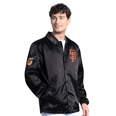 Veste d'entraîneur noire à boutons-pression pour homme des Giants de San Francisco, modèle Starter Point Man