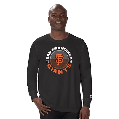T-shirt à manches longues noir Starter pour homme, motif mi-temps des Giants de San Francisco