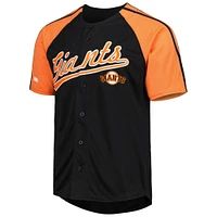 Men's Stitches Black San Francisco Giants Button-Down Raglan Fashion Jersey