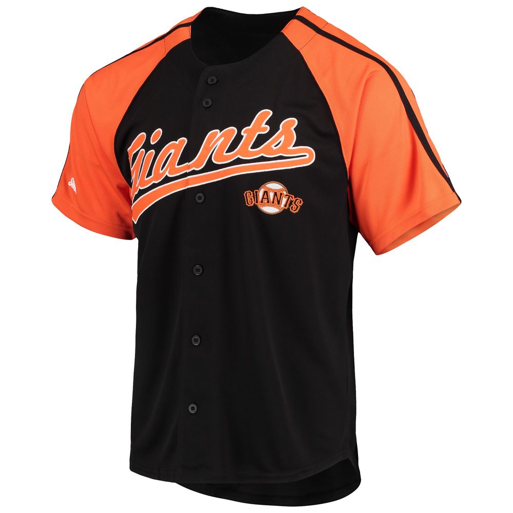 Stitches Men's Black San Francisco Giants Button-Down Raglan