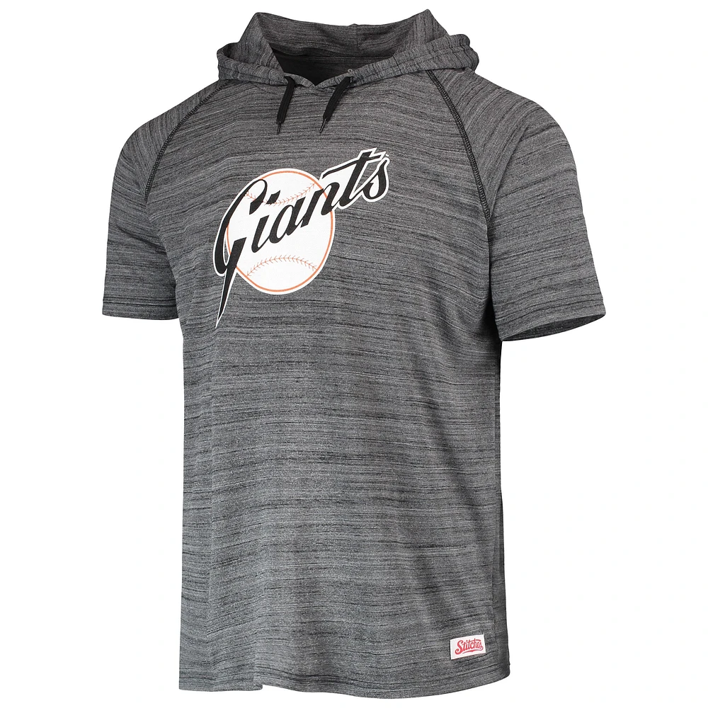 Men's Stitches Black San Francisco Giants Space-Dye Raglan Hoodie T-Shirt