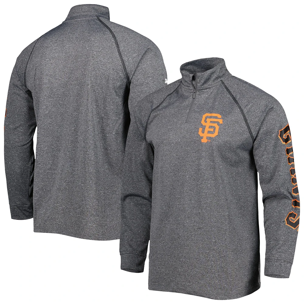 Men's Stitches Heather Gray San Francisco Giants Wordmark Raglan Quarter-Zip Top